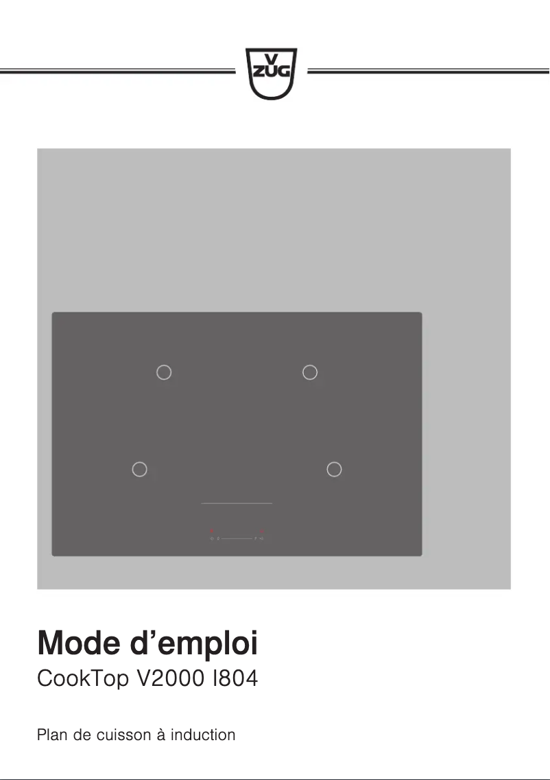 Page n°1 - Manuel utilisateur V-Zug CookTop V2000 I804