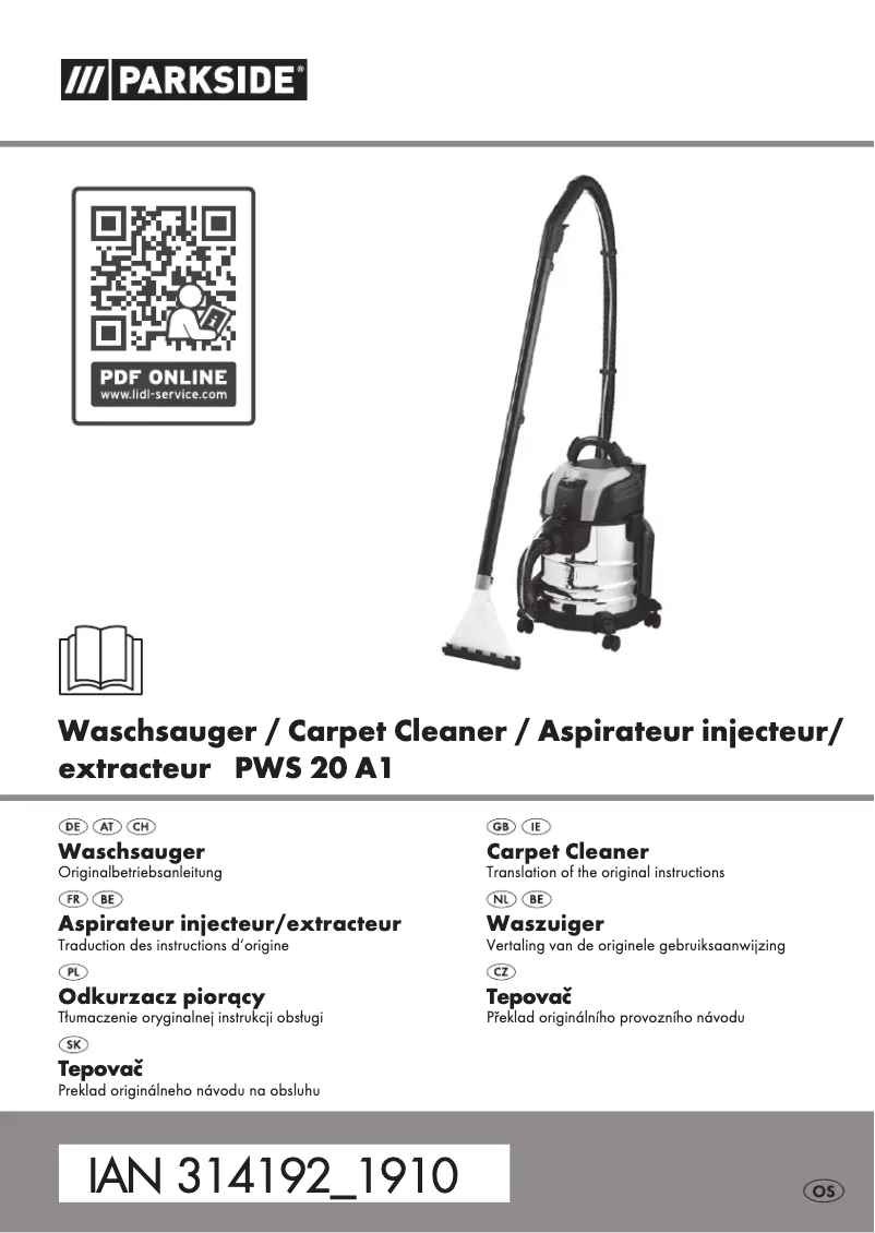 Page 1 de la notice Manuel utilisateur Parkside PWS 20 A1