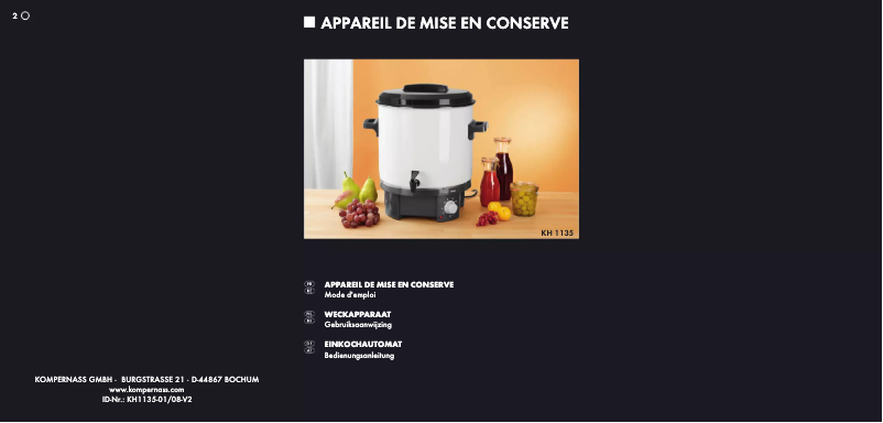 Image de la première page du manuel de l'appareil KH 1135