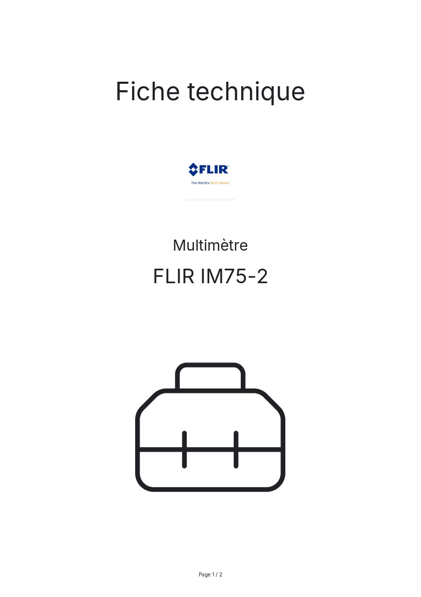 Page n°1 - Fiche technique FLIR IM75-2