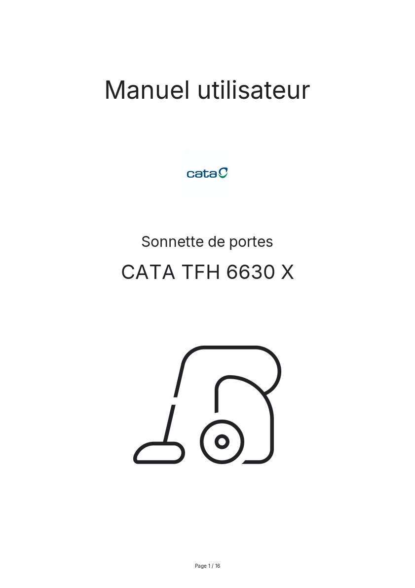 Page n°1 - Manuel utilisateur CATA TFH 6630 X