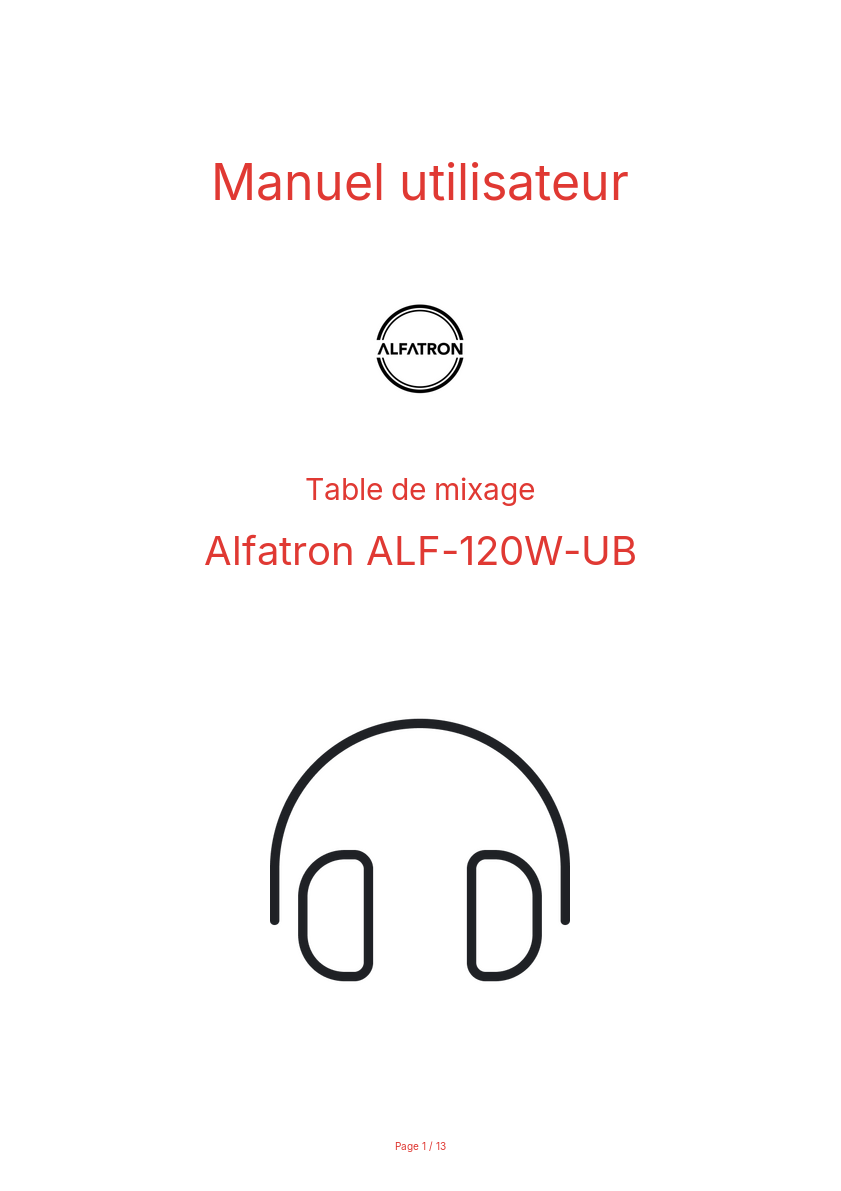 Image de la première page du manuel de l'appareil ALF-120W-UB