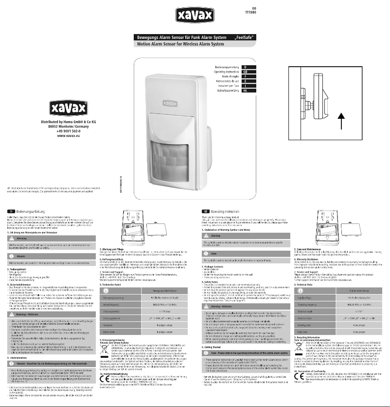 Image de la première page du manuel de l'appareil 00111980