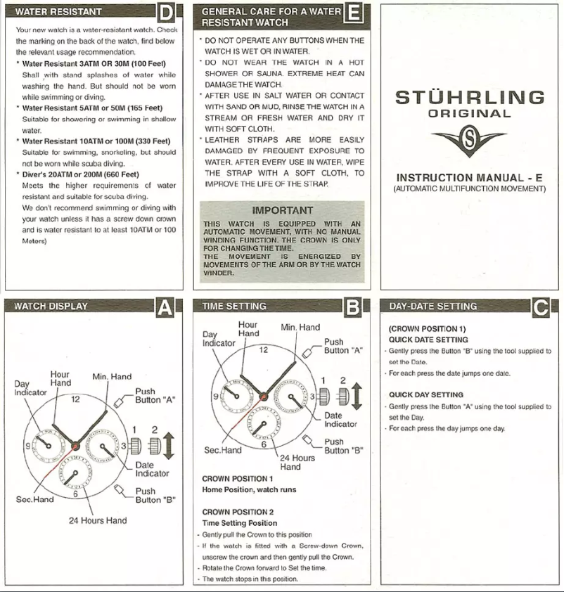 Image de la première page du manuel de l'appareil E