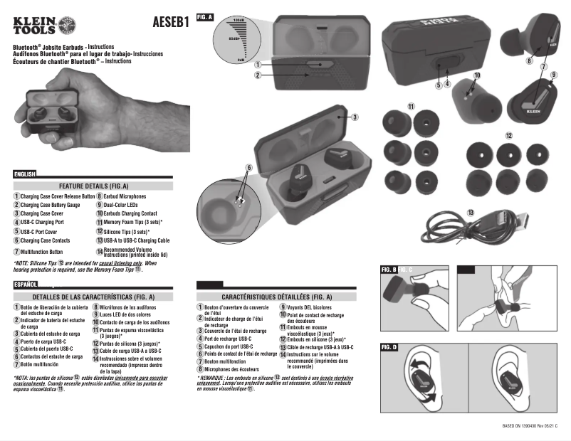 Page 1 de la notice Manuel utilisateur Klein Tools AESEB1