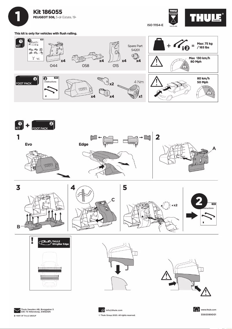 Page n°1 - Manuel utilisateur Thule Kit 186055