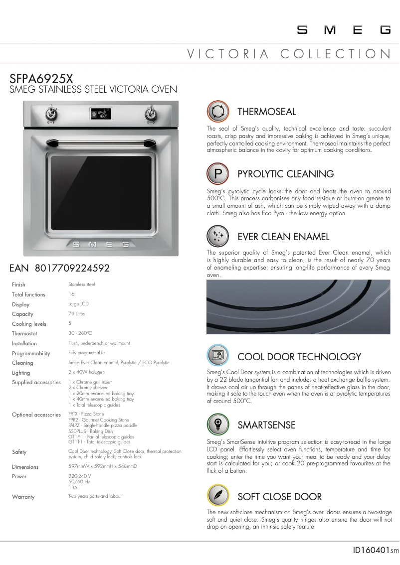 Page 1 de la notice Fiche technique Smeg SFPA6925X