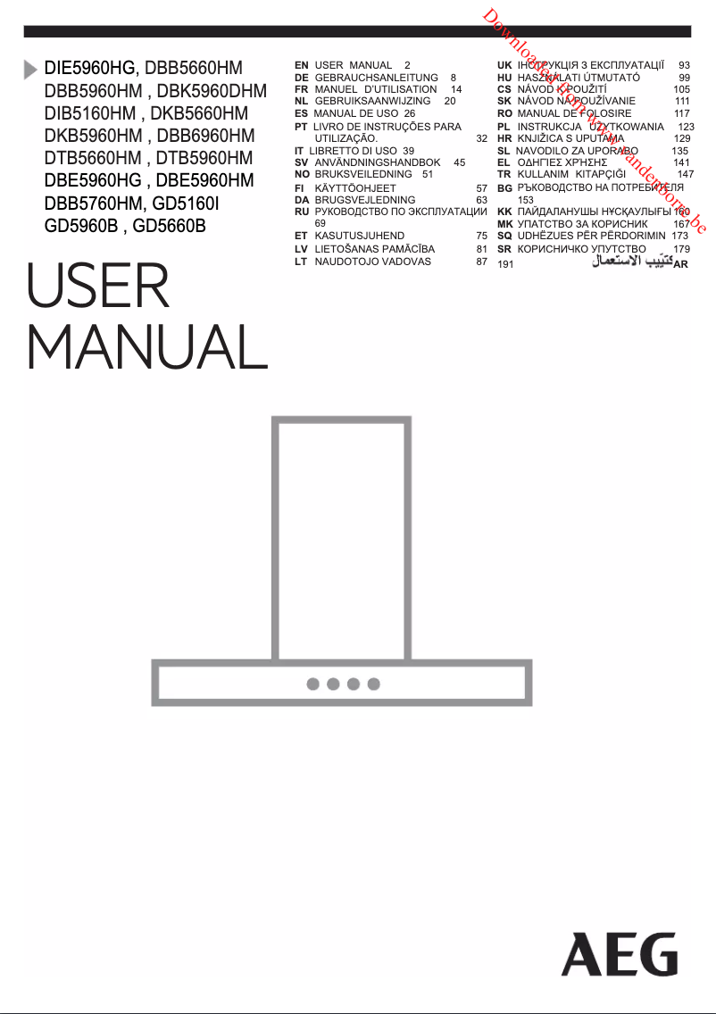 Page n°1 - Manuel utilisateur AEG DBB5660HM
