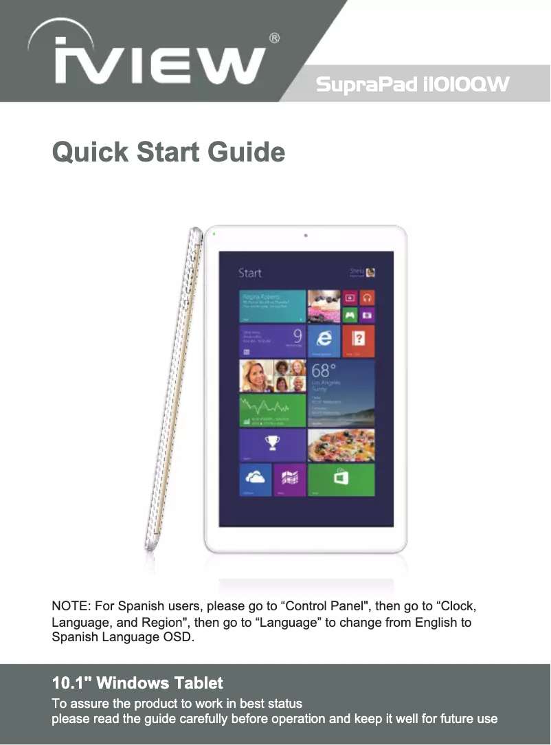 Página 1 del manual Manual de usuario IVIEW SupraPad i1010QW