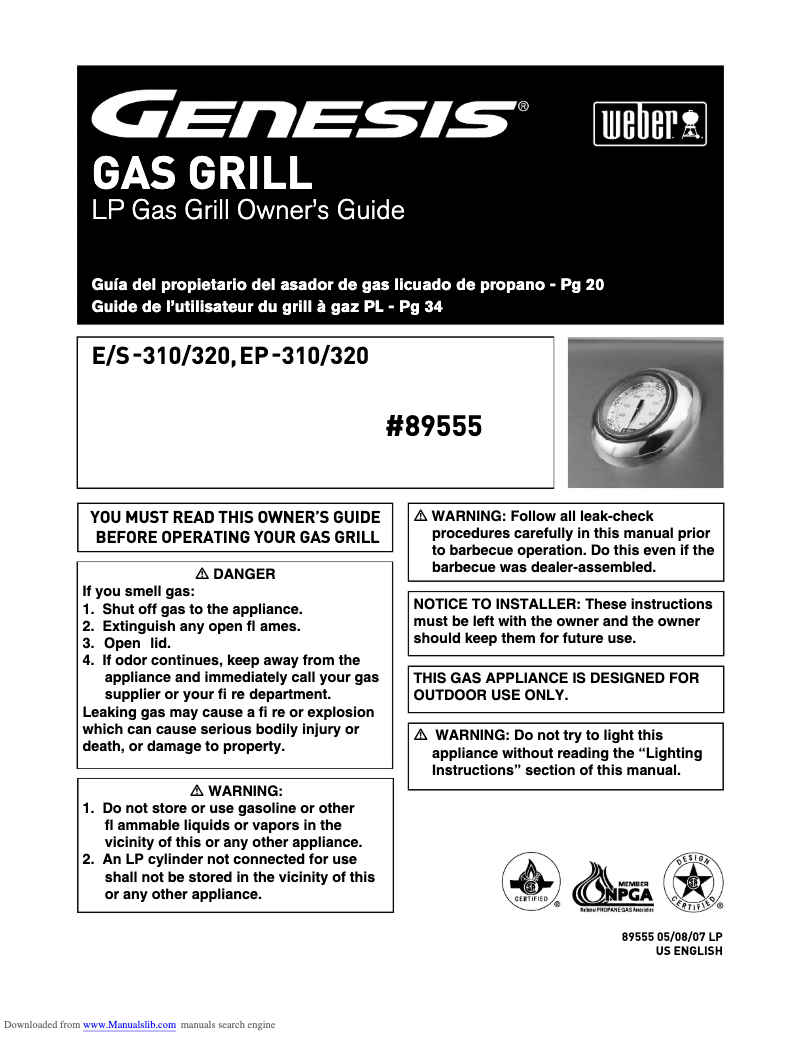 Image de la première page du manuel de l'appareil Genesis II E-310 GBS