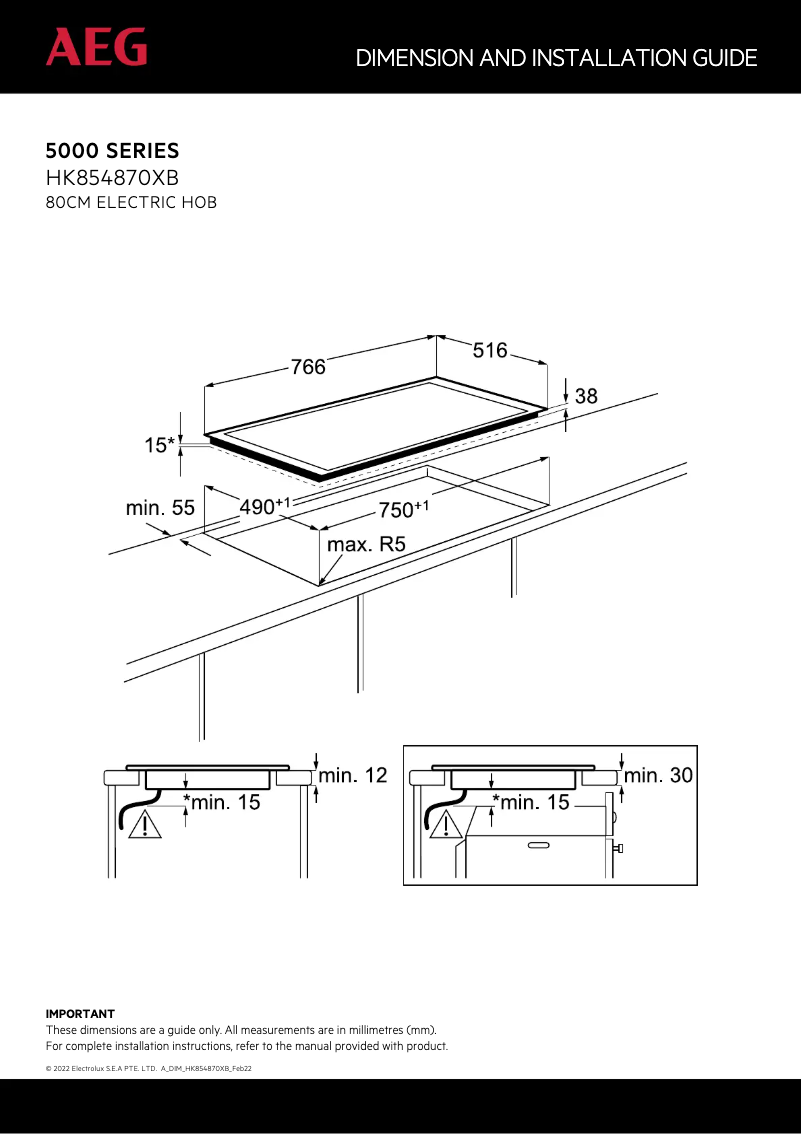 Page n°1 - Dessin technique AEG HK854870XB