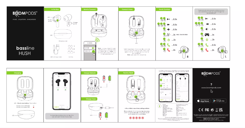 Page 1 de la notice Manuel utilisateur Boompods Bassline ANC
