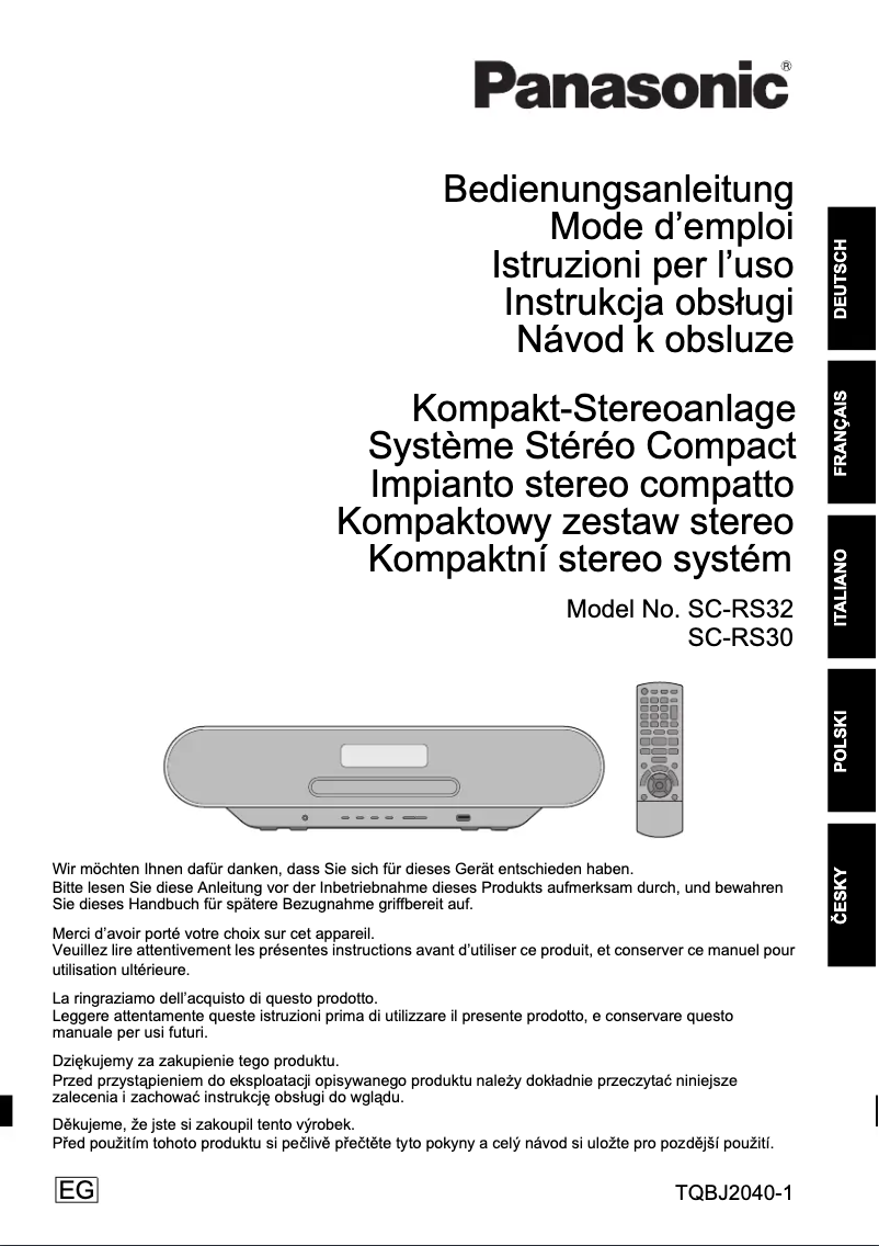 Page 1 de la notice Manuel utilisateur Panasonic SC-RS32