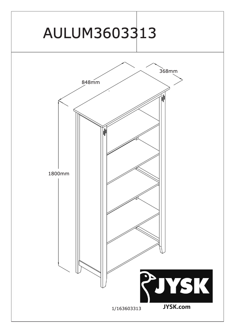 Page 1 de la notice Manuel utilisateur JYSK Aulum (85x180x37)