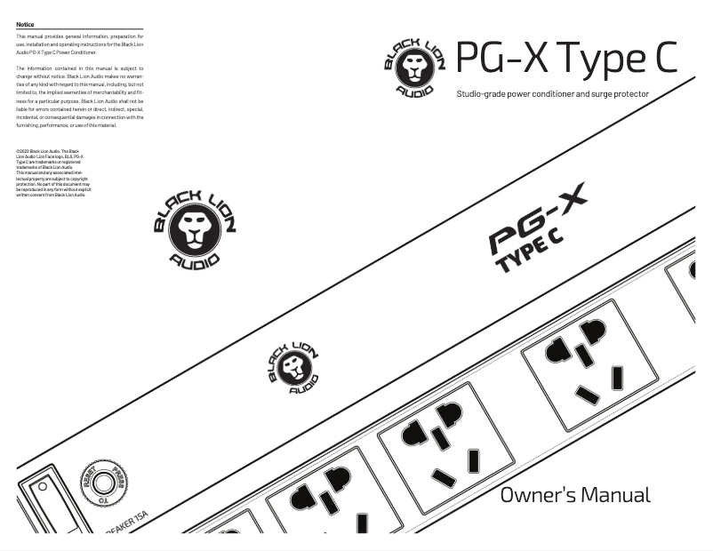 Page n°1 - Manuel utilisateur Black Lion Audio PG-X Type C
