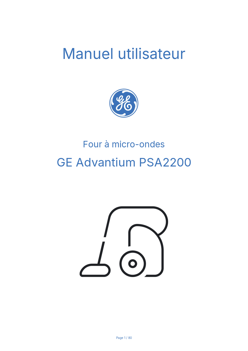 Page n°1 - Manuel utilisateur GE Advantium PSA2200