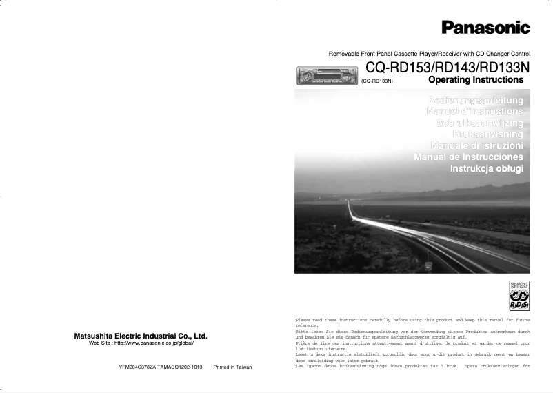 Page n°1 - Manuel utilisateur Panasonic CQ-RD153N