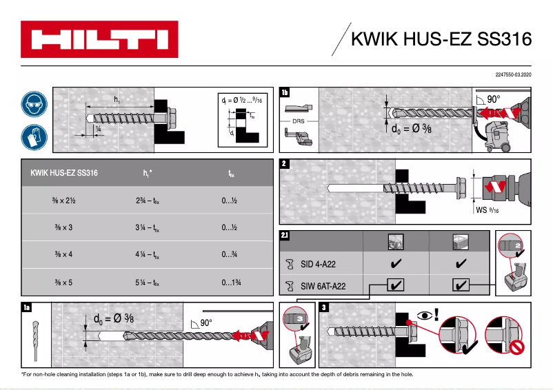 Page n°1 - Manuel utilisateur Hilti KH-EZ SS316