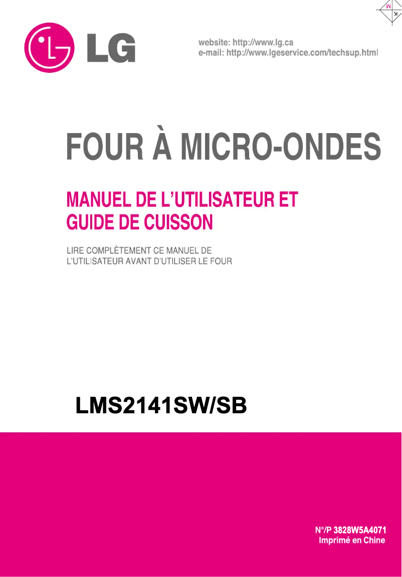 Page 1 of the manual User Manual LG LMS2141SB