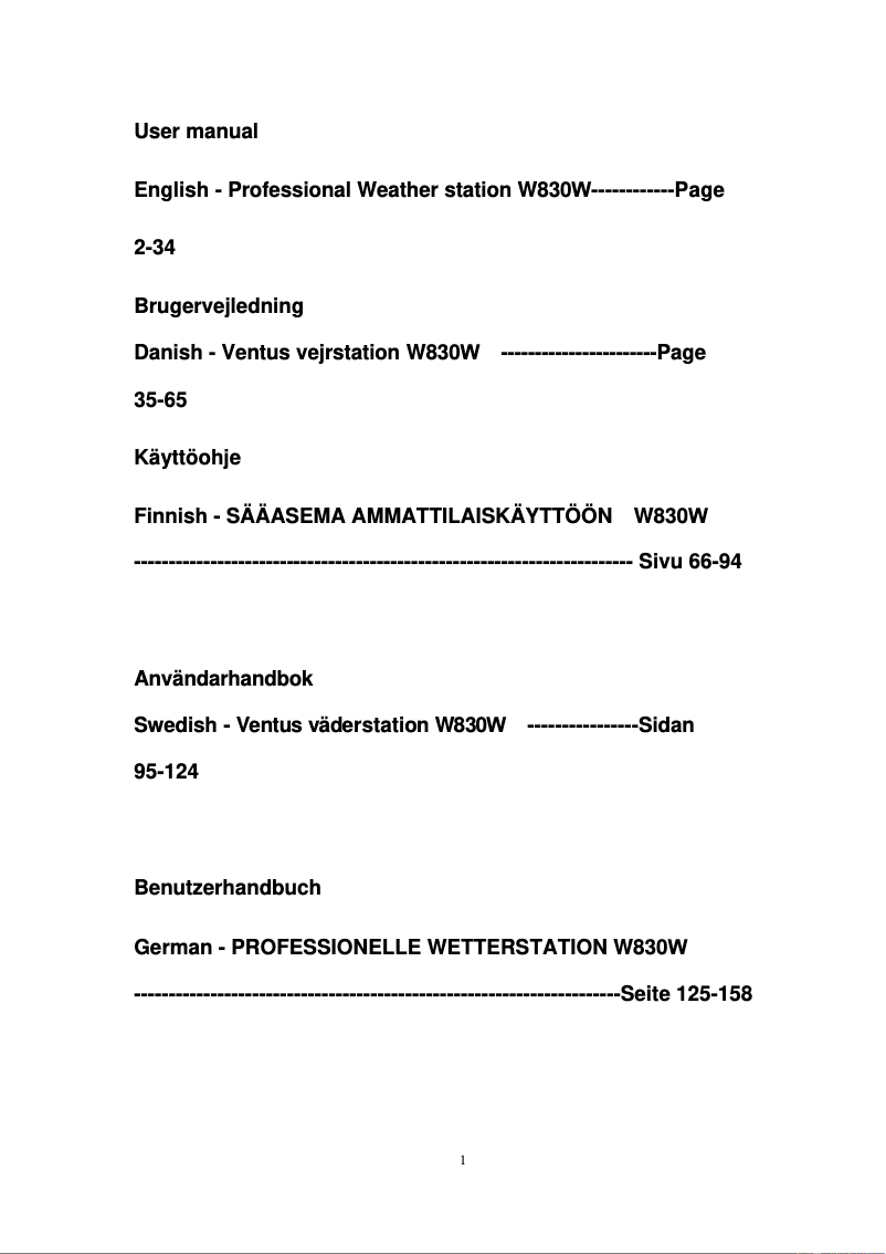 Image de la première page du manuel de l'appareil W830