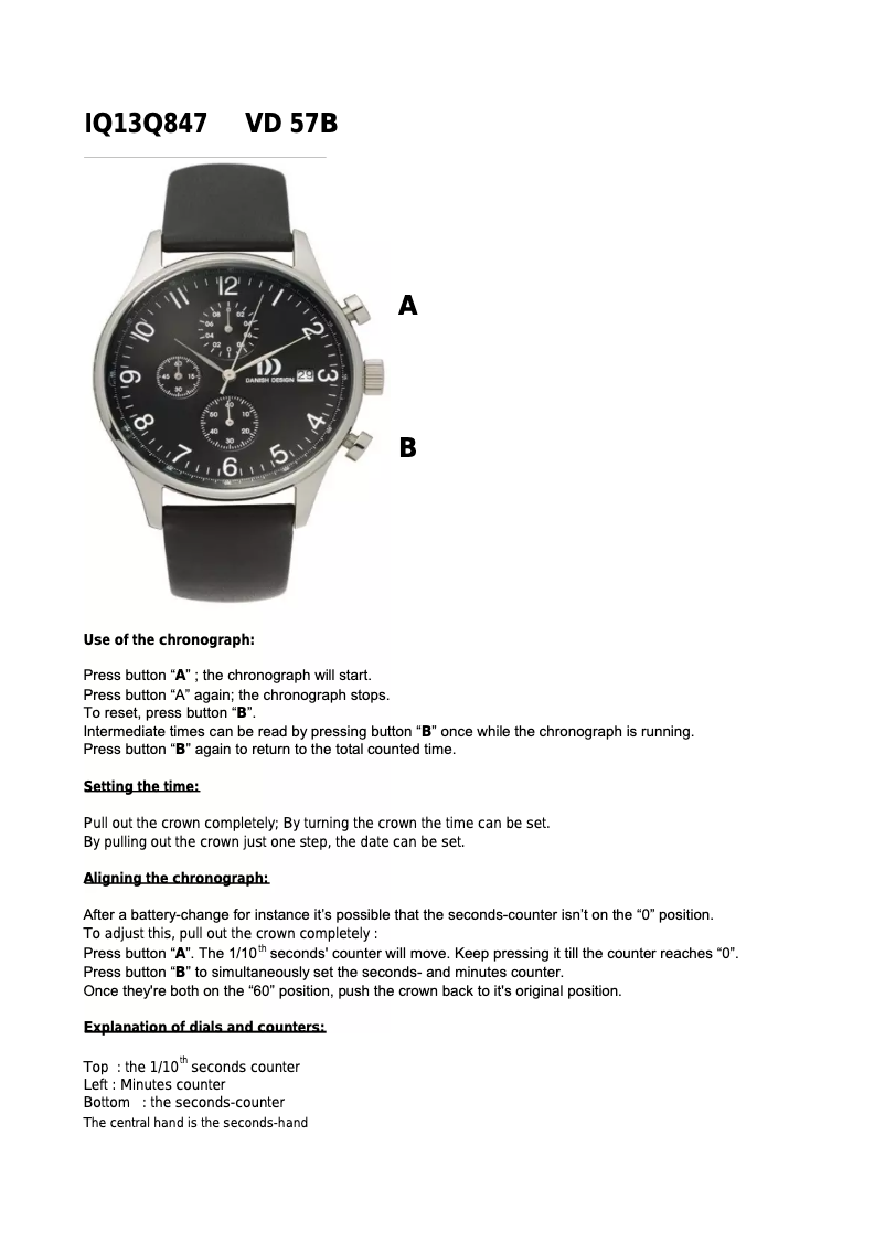 Page 1 de la notice Manuel utilisateur Danish Design Q847