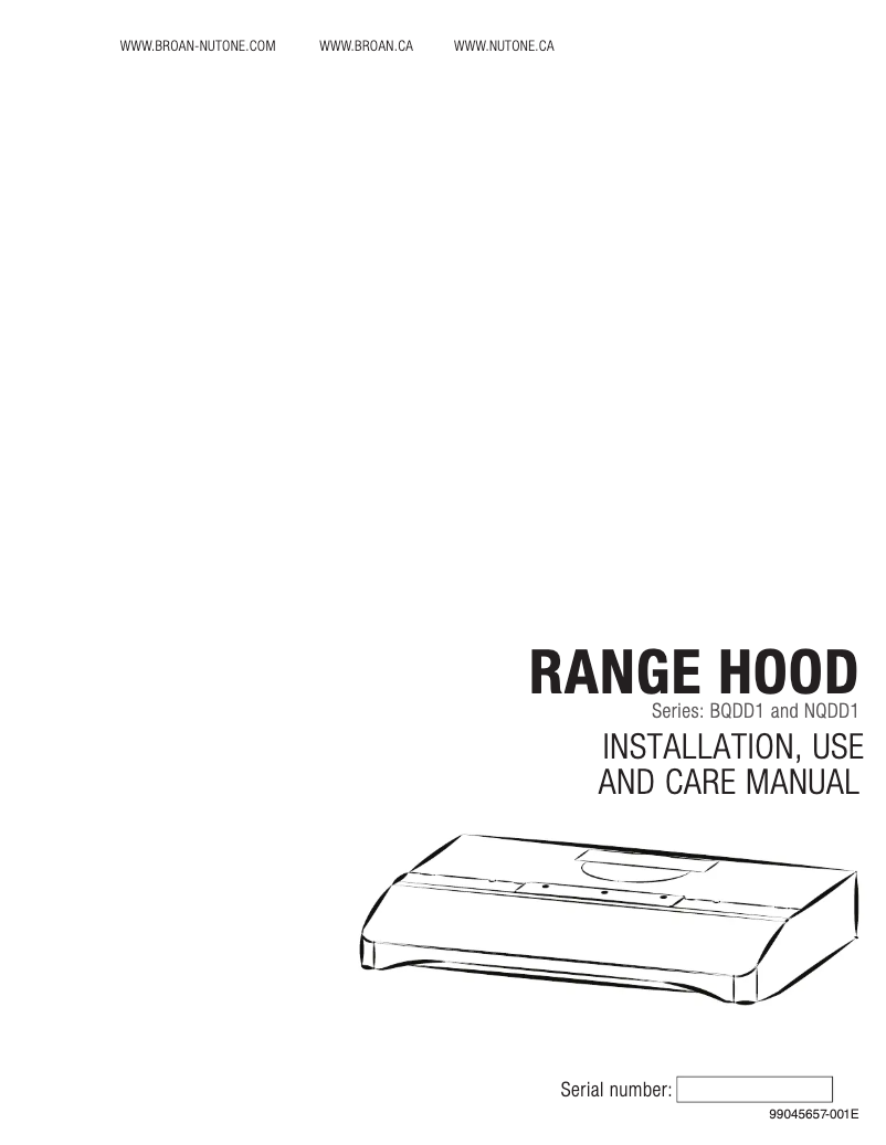 Page 1 de la notice Guide d'installation NuTone NQDD130WW