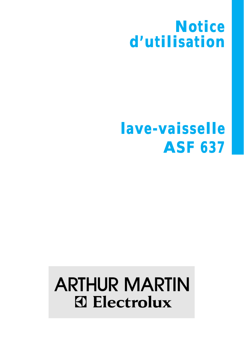 Page n°1 - Manuel utilisateur Arthur Martin-Electrolux ASF 637
