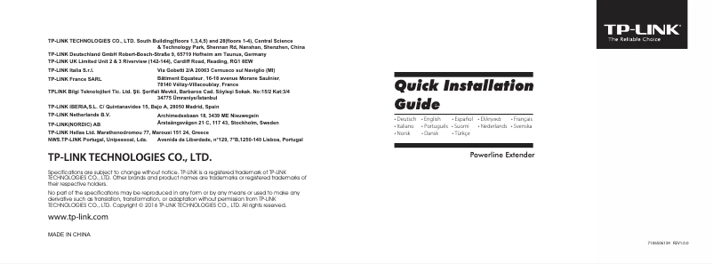 Image de la première page du manuel de l'appareil TL-WPA4226T KIT