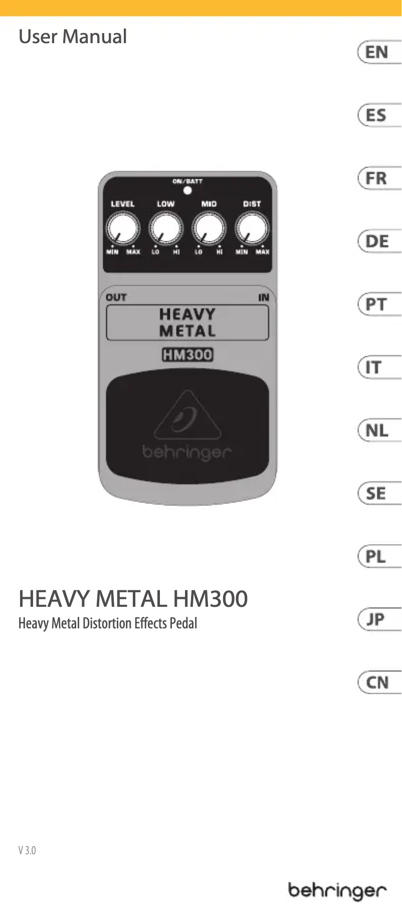 Imagen de la primera página del manual del dispositivo Heavy Metal HM300