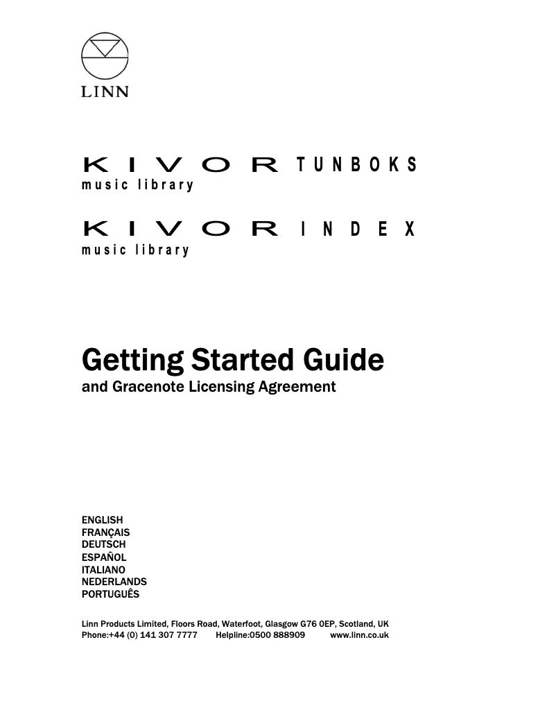 Page 1 de la notice Manuel utilisateur Linn Kivor Index