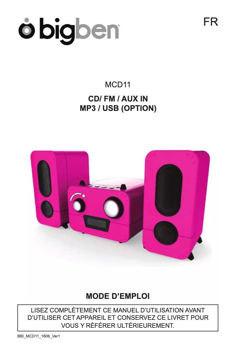 Image de la première page du manuel de l'appareil MCD11