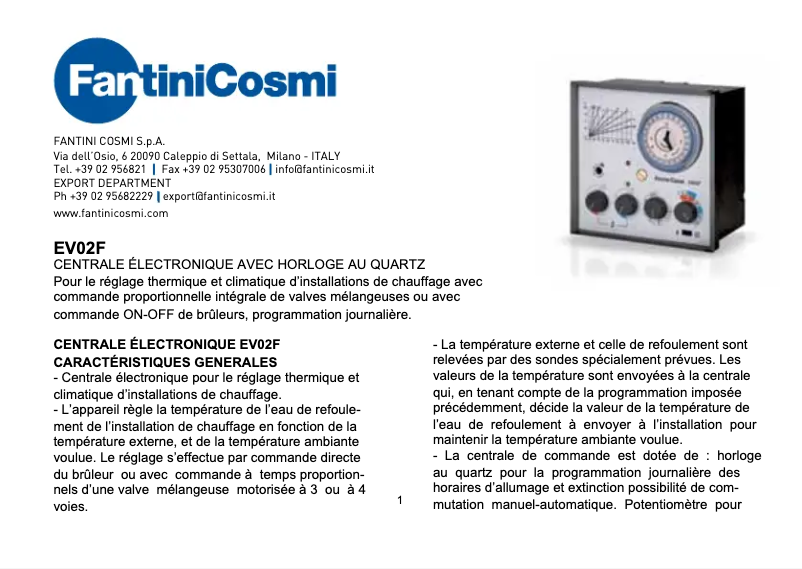 Image de la première page du manuel de l'appareil EV02F