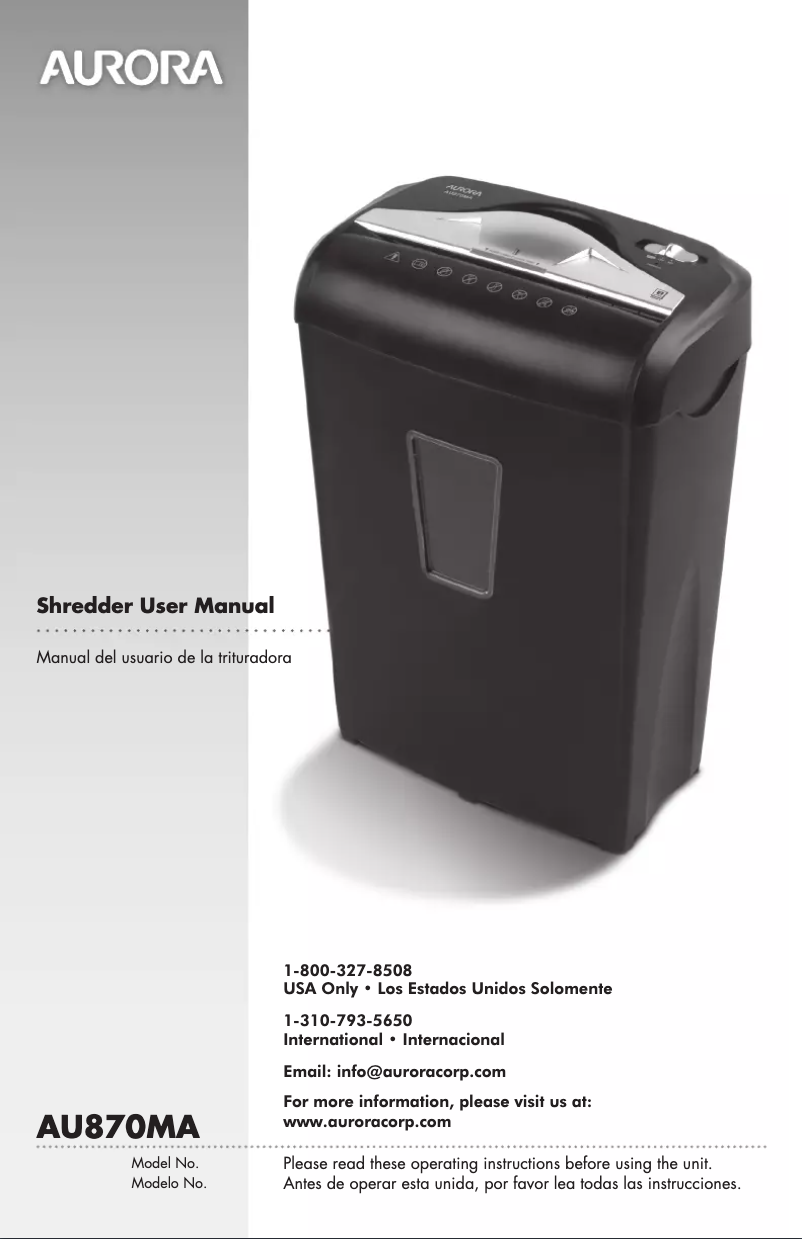 Image de la première page du manuel de l'appareil AU870MA