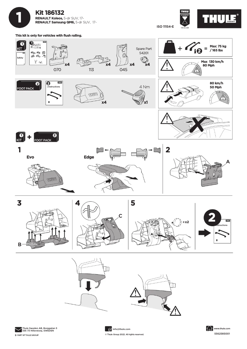 Page 1 de la notice Manuel utilisateur Thule Kit 186132