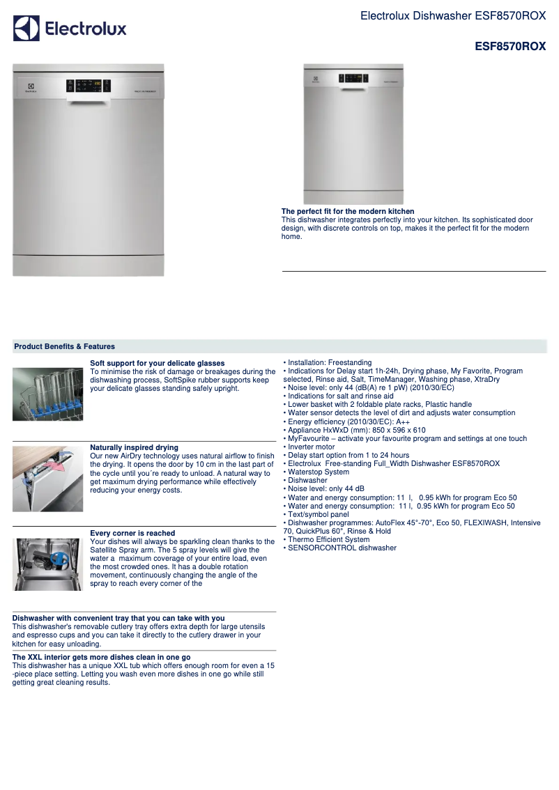 Page n°1 - Fiche technique Electrolux ESF8570ROX