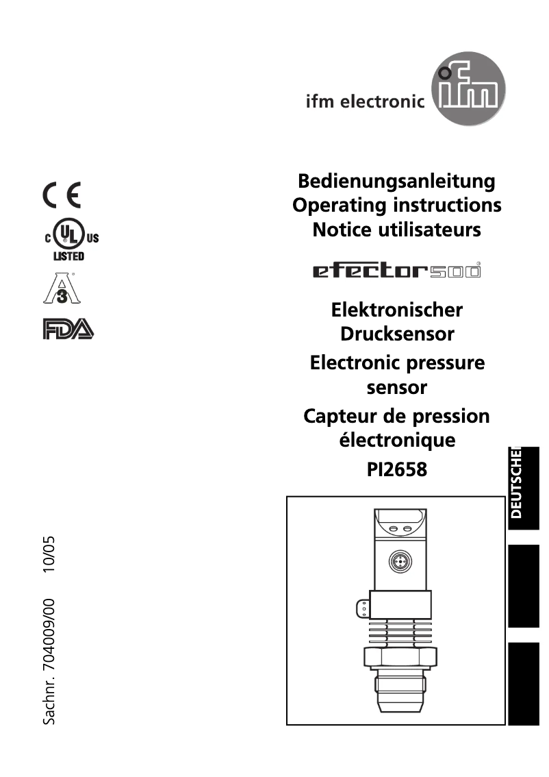 Page 1 de la notice Manuel utilisateur IFM PI2658