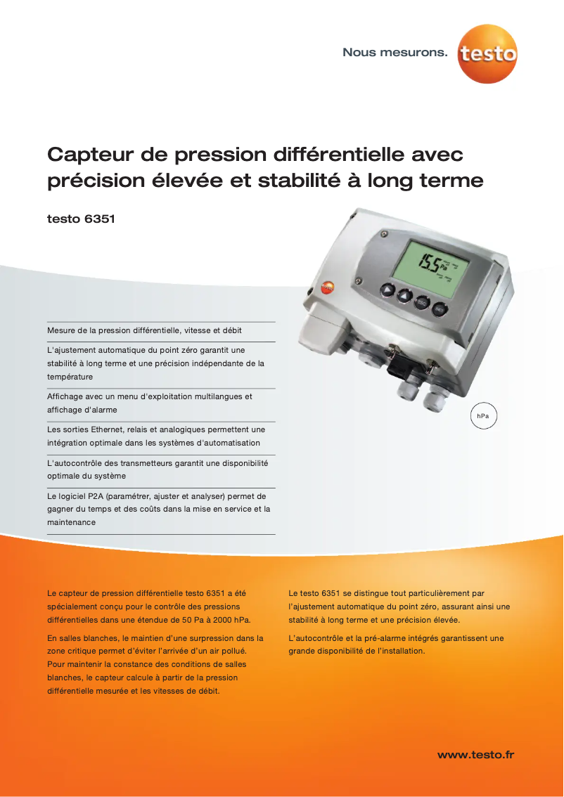 Page n°1 - Manuel utilisateur Testo 6351