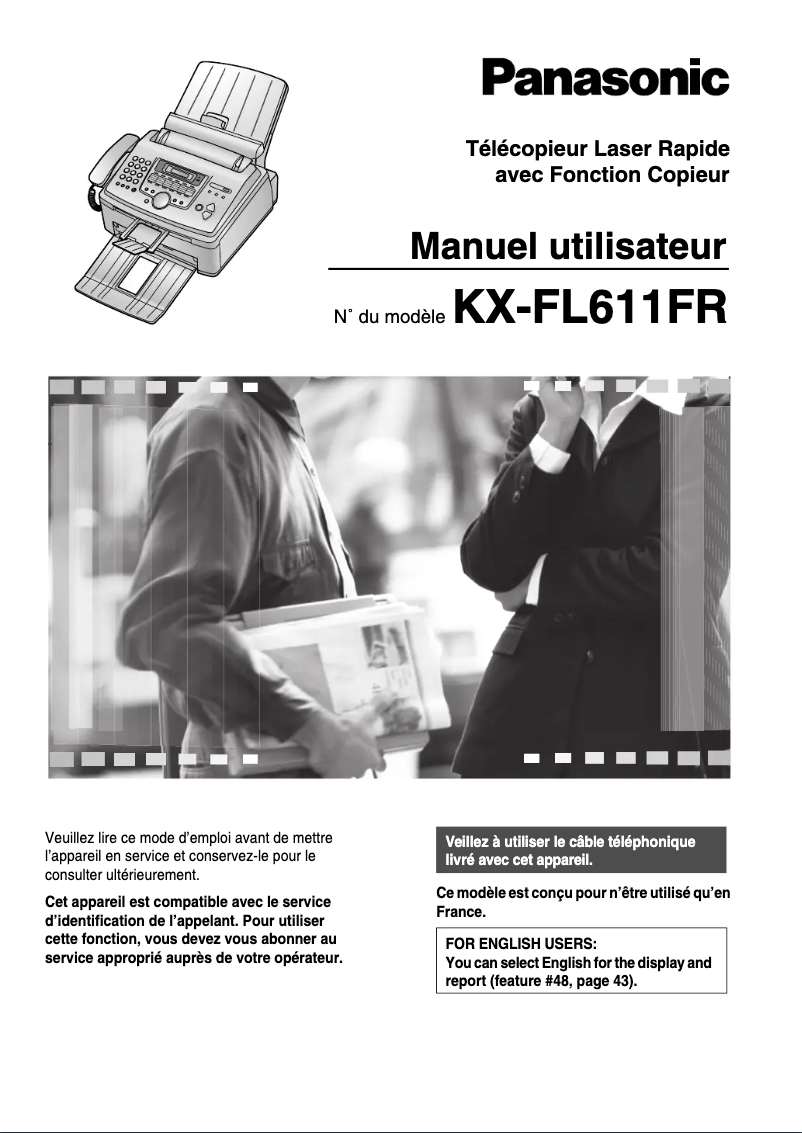 Image de la première page du manuel de l'appareil KX-FL611FR
