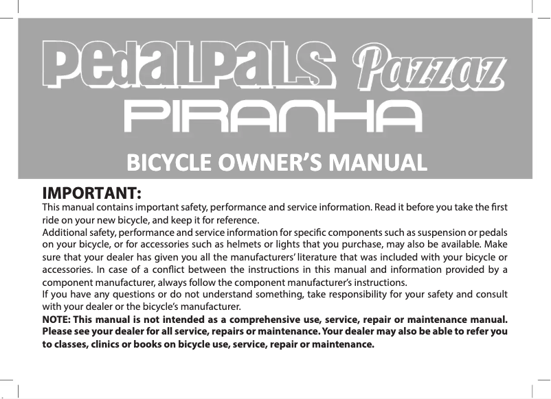 Page n°1 - Manuel utilisateur Pazzaz 24 inch Wheel Size Kids Heritage Bike