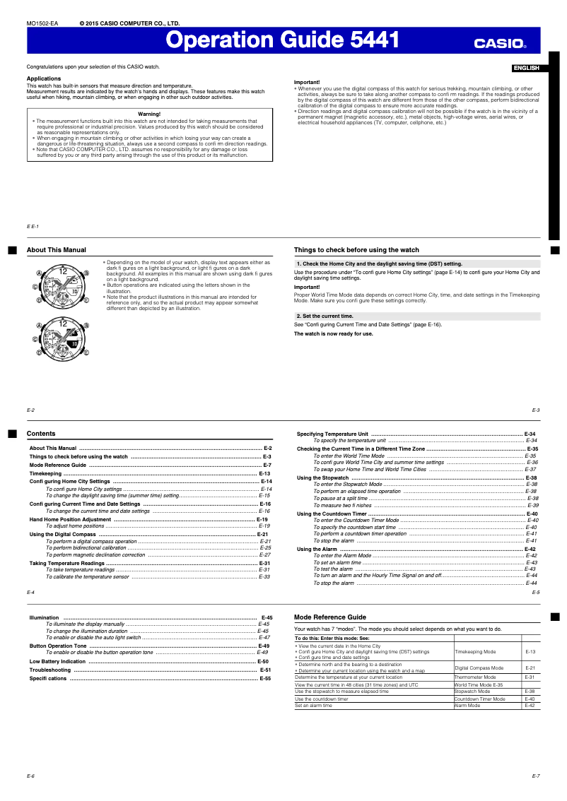 Page 1 de la notice Manuel utilisateur Casio G-Shock GA-1100-1A1ER