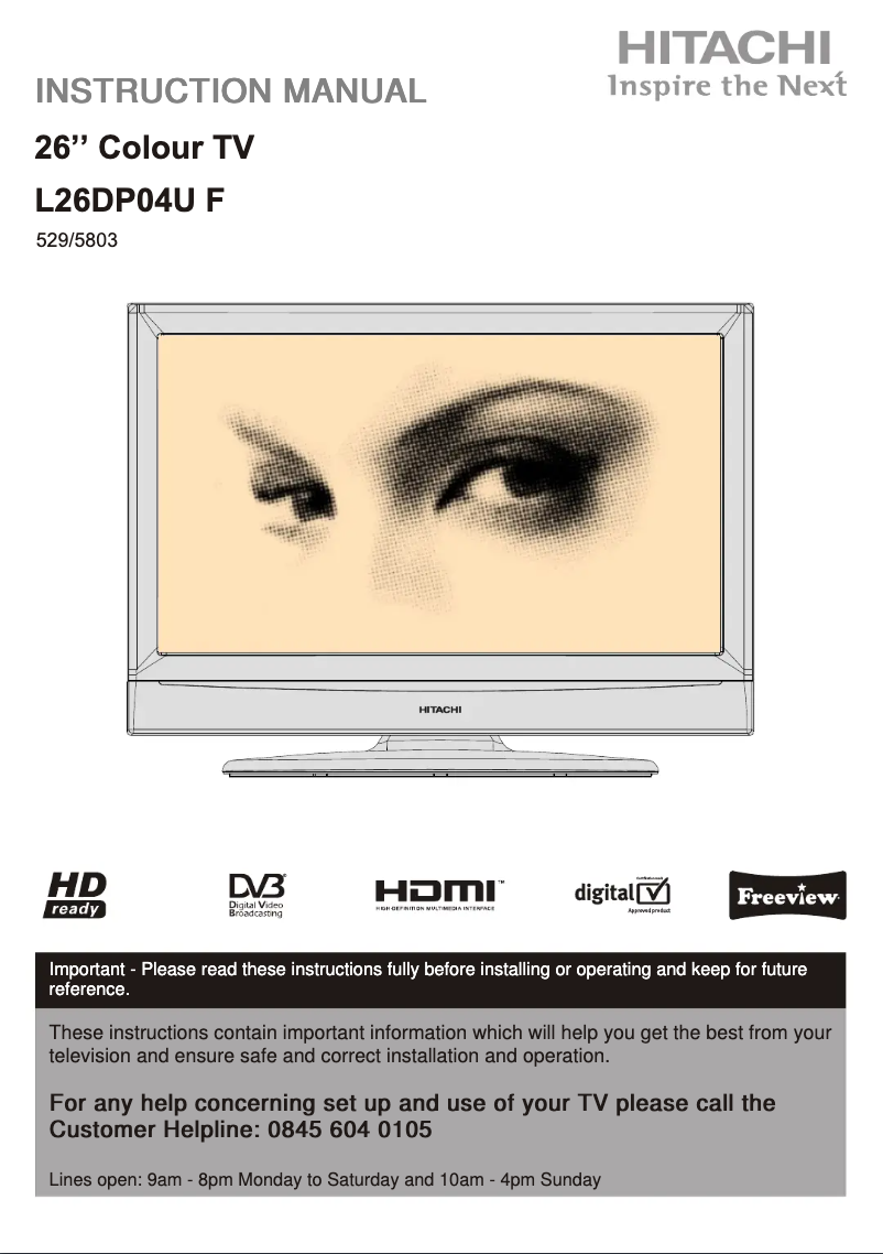 Page 1 de la notice Manuel utilisateur Hitachi L26DP04UF