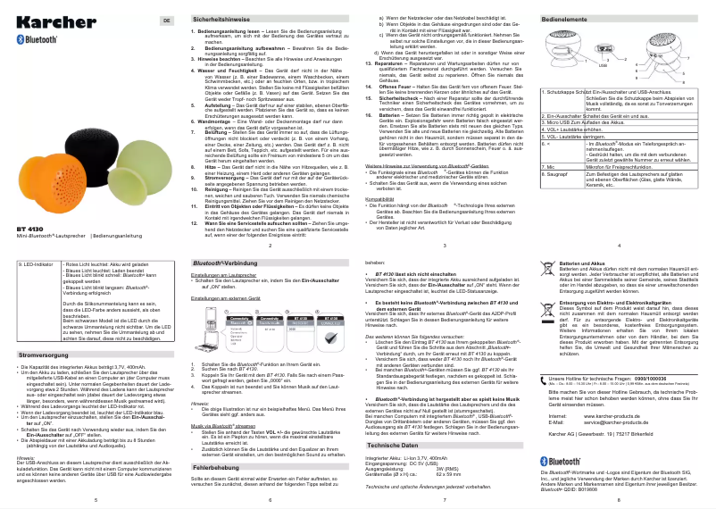 Página 1 del manual Manual de usuario Karcher Audio BT 4130