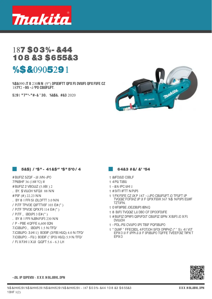 Page n°1 - Fiche technique Makita DCE090