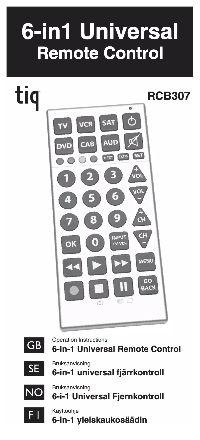 Page n°1 - Manuel utilisateur Tiq RCB307