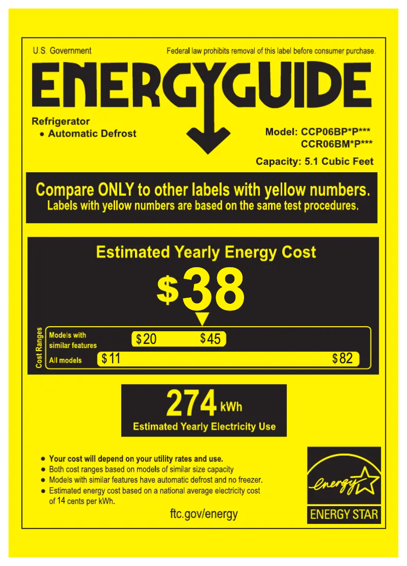 Page n°1 - Label énergétique GE CCP06BP2PS1