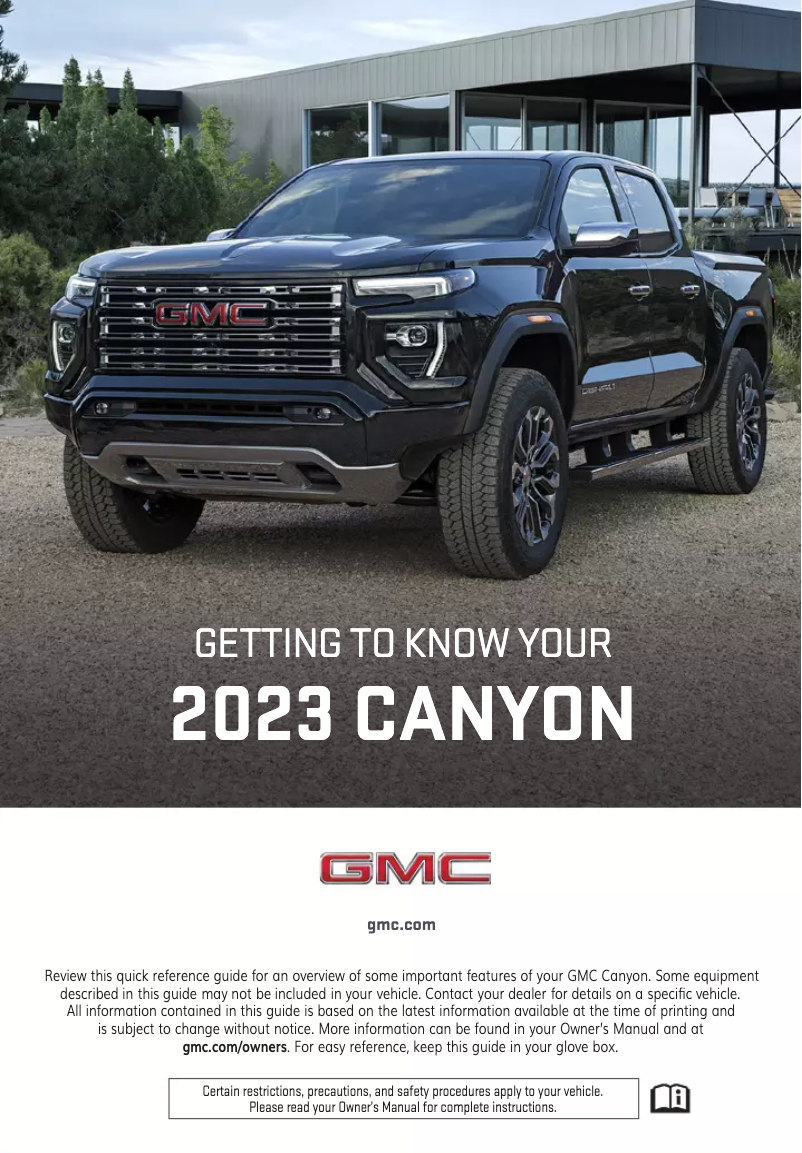 Page 1 de la notice Guide de démarrage rapide GMC Canyon (2023)