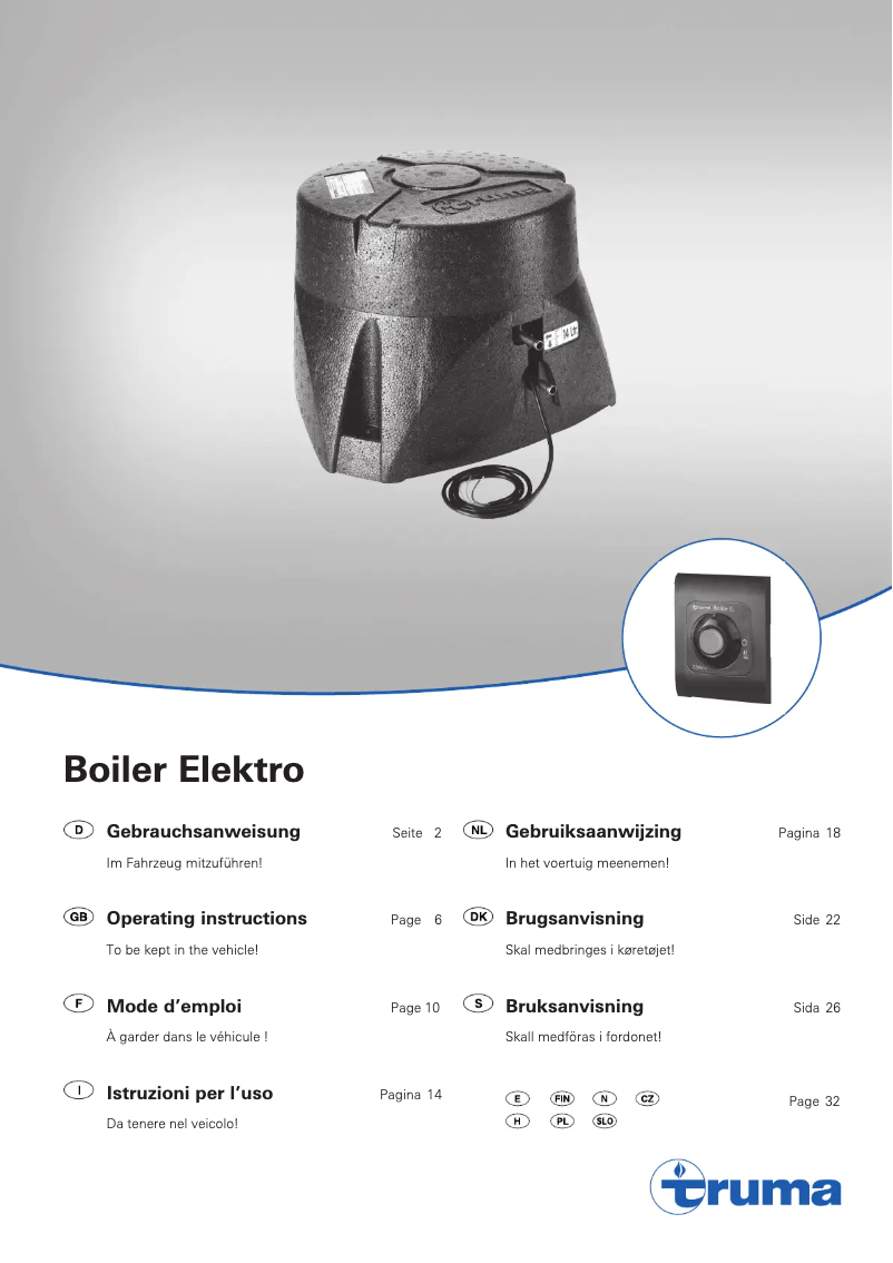 Image de la première page du manuel de l'appareil Boiler Elektro