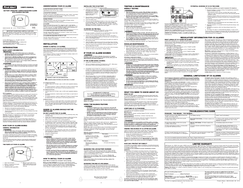 Page 1 de la notice Manuel utilisateur First Alert CO400