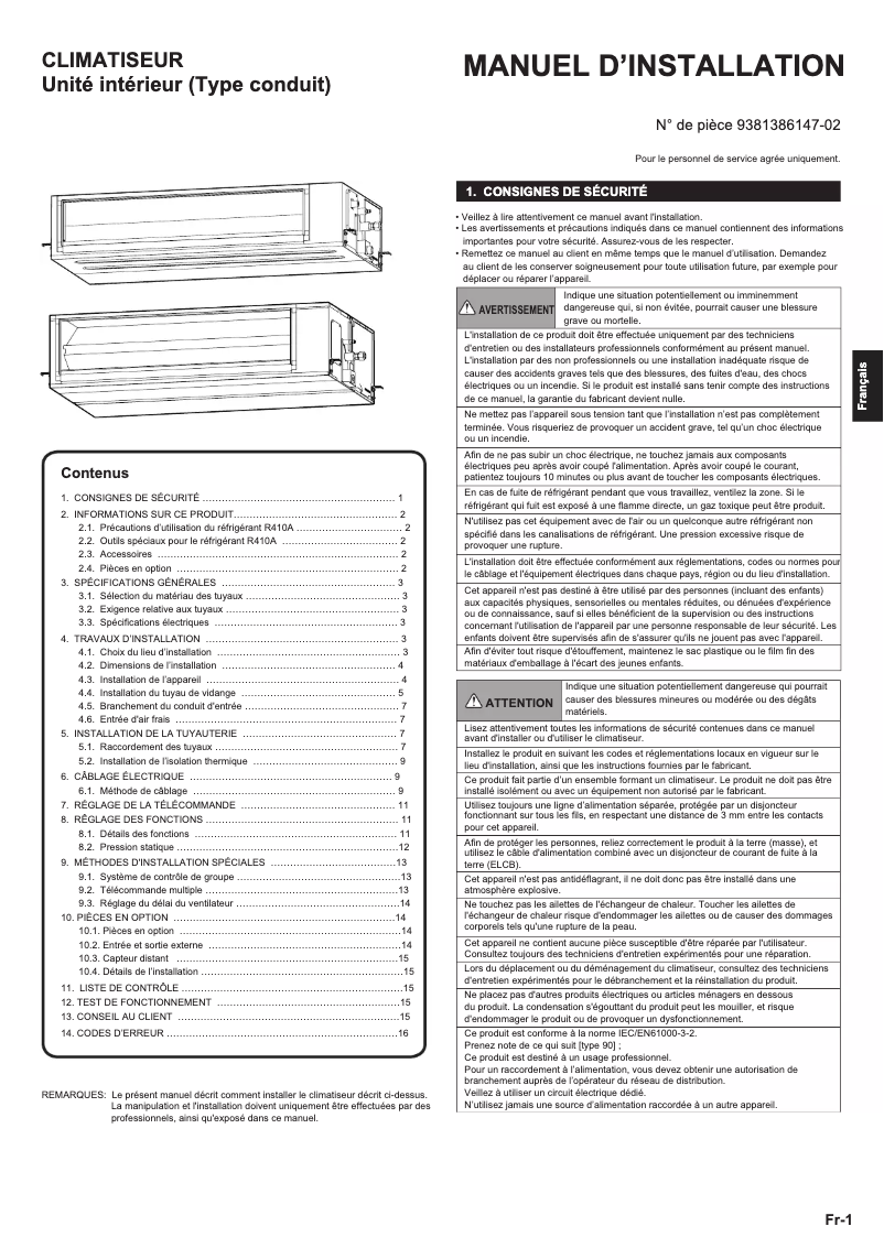 Page n°1 - Manuel utilisateur Fujitsu ARHG72LHTA