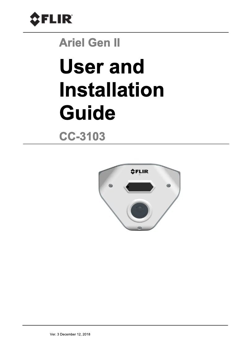 Page 1 de la notice Manuel utilisateur FLIR Ariel CC-3103